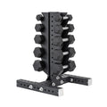5-25 LB Rubber Hex Dumbbell Set with Vertical Storage Rack (5 Pairs) K0
