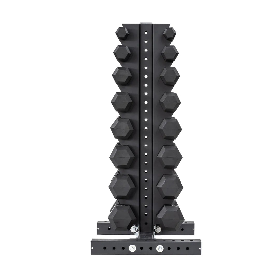 5-40 LB Rubber Hex Dumbbell Set with Vertical Storage Rack (8 Pairs) U5