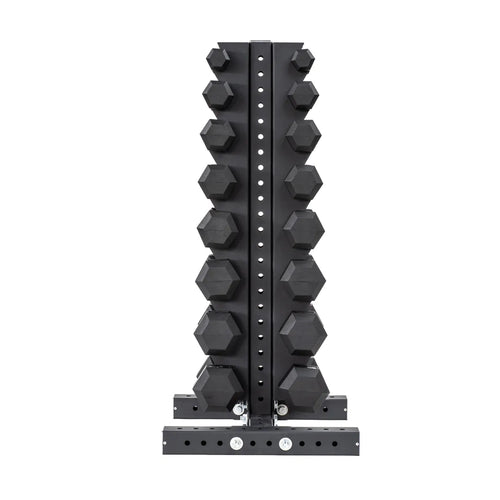 5-40 LB Rubber Hex Dumbbell Set with Vertical Storage Rack (8 Pairs) U5