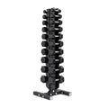 5-50 LB Rubber Hex Dumbbell Set with Vertical Storage Rack (10 Pairs) P7
